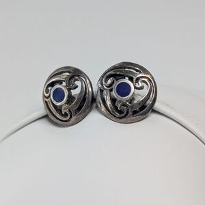Sterling Southwest Swirl Disc Vintage Earrings